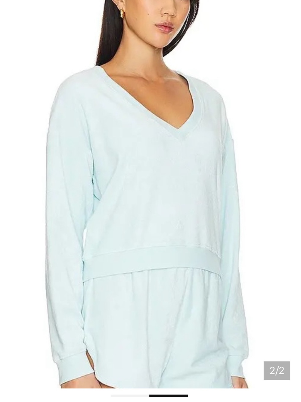 Beyond Yoga Pale Blue V-Neck Terry Lounge Set